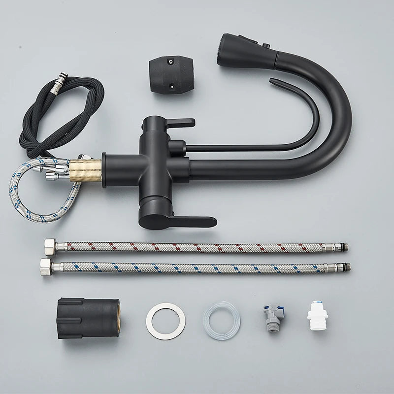 3-Way Filtered Kitchen Faucet with Pull-Out Spray