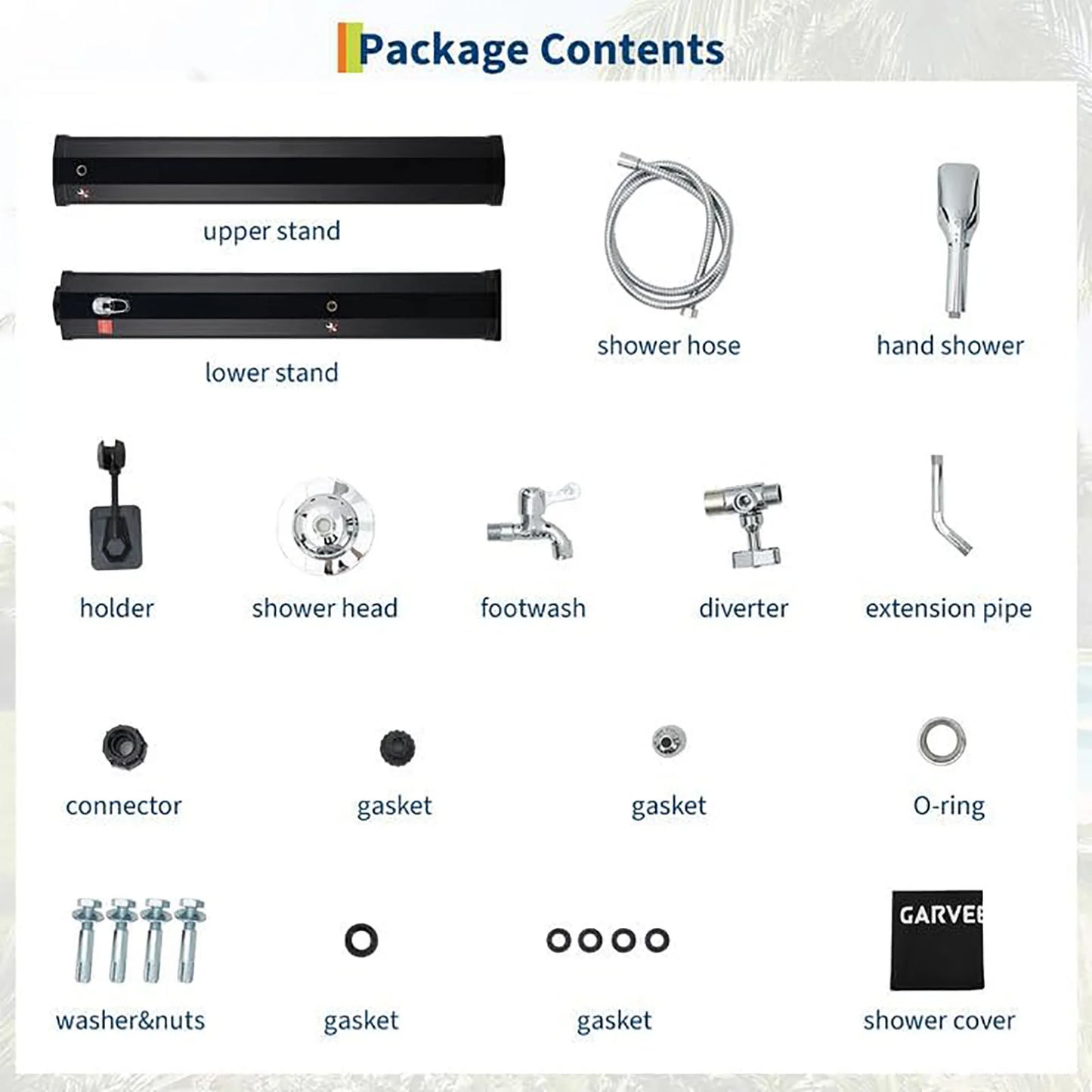 Solstice 9.3 Gal Solar Heated Pool Shower - Freestanding Outdoor Kit