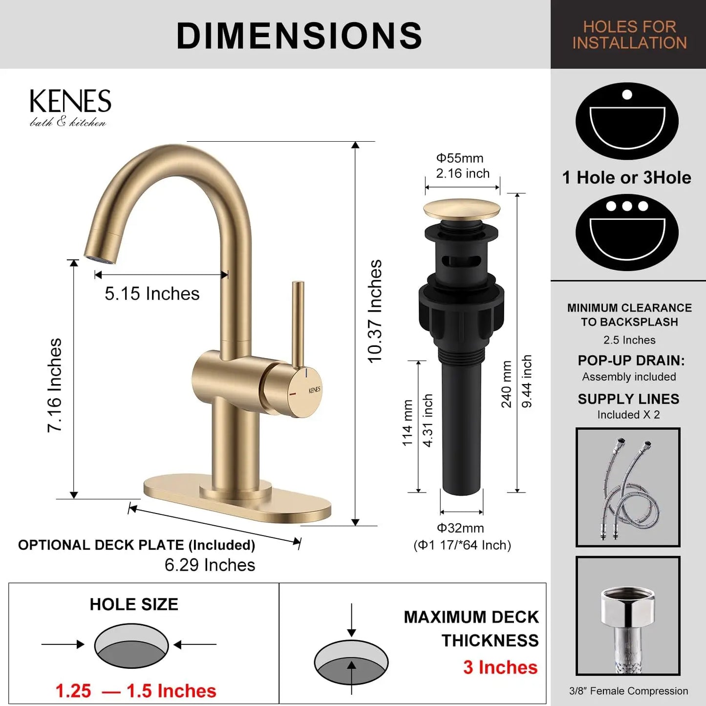 Champagne Bronze Bathroom Faucet - 360° Swivel Sink Tap