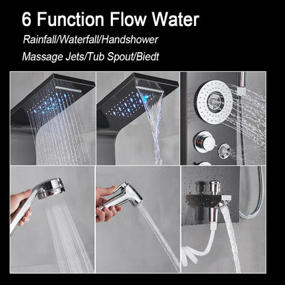 LED Rainfall Shower Panel - Massage Jet Column System