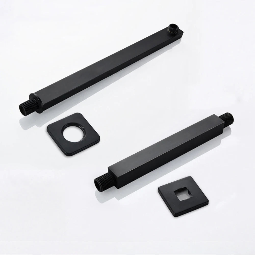 POIQIHY Aura - Matte Black Rainfall Shower System with In-Wall Mixer