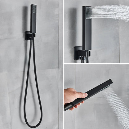 Rozin Matte Black Rainfall Shower System - Wall Mounted Kit