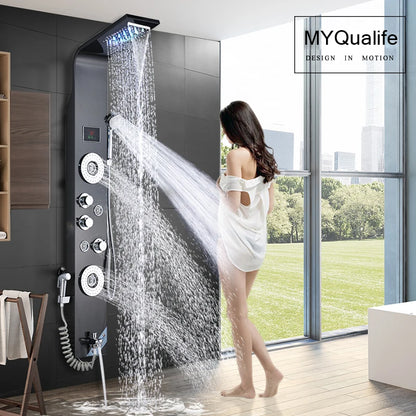LED Rainfall Shower Panel - Massage Jet Column System