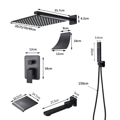 Rozin Matte Black Rainfall Shower System - Wall Mounted Kit