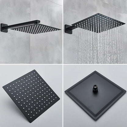 Rozin Matte Black Rainfall Shower System - Wall Mounted Kit
