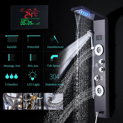 LED Shower Panel - Luxury Rainfall Column with Hand Shower