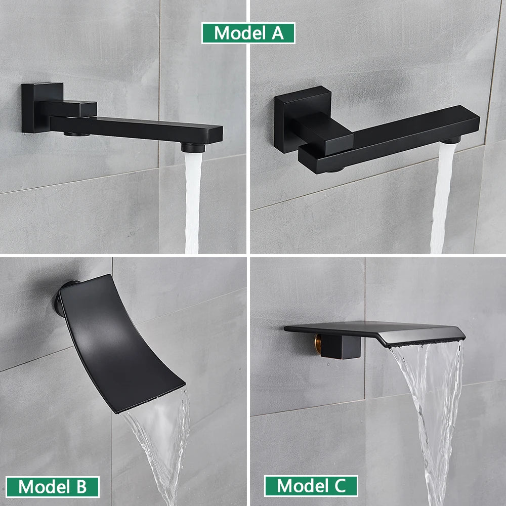 Rozin Matte Black Rainfall Shower System - Wall Mounted Kit