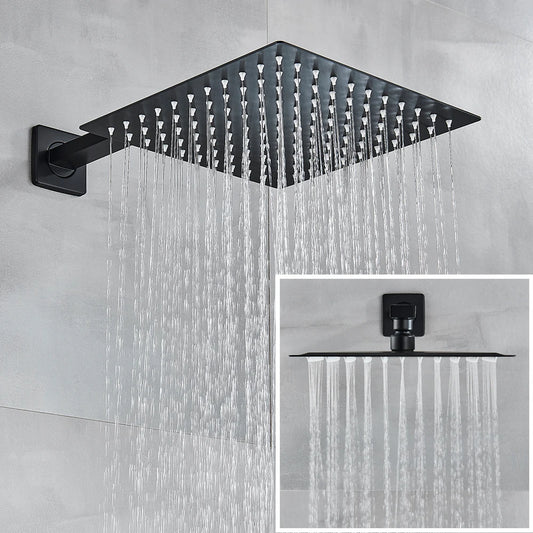 POIQIHY Aura - Matte Black Rainfall Shower System with In-Wall Mixer