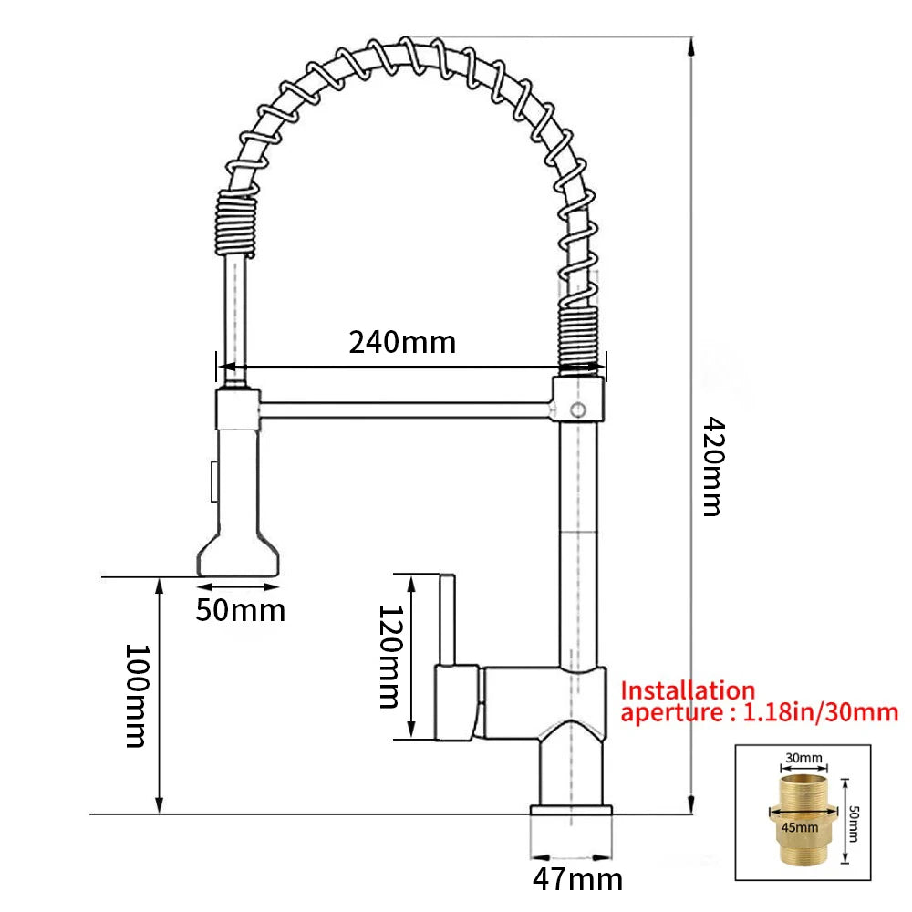Spring Pull-Down Kitchen Faucet - Stainless Steel Mixer Tap