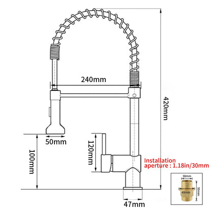 Spring Pull-Down Kitchen Faucet - Stainless Steel Mixer Tap