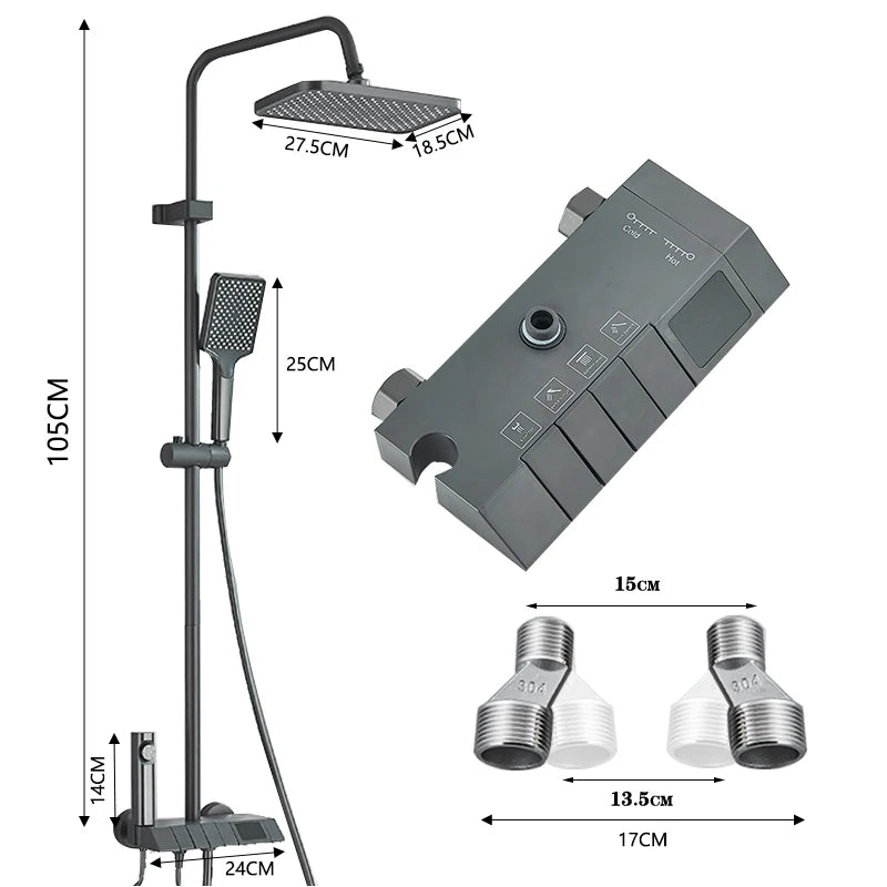 AquaPiano Smart Rainfall Shower System - Digital Mixer Set