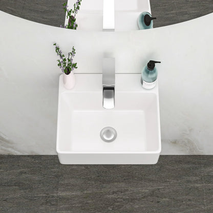 13.6" White Ceramic Wall Mount Bathroom Sink