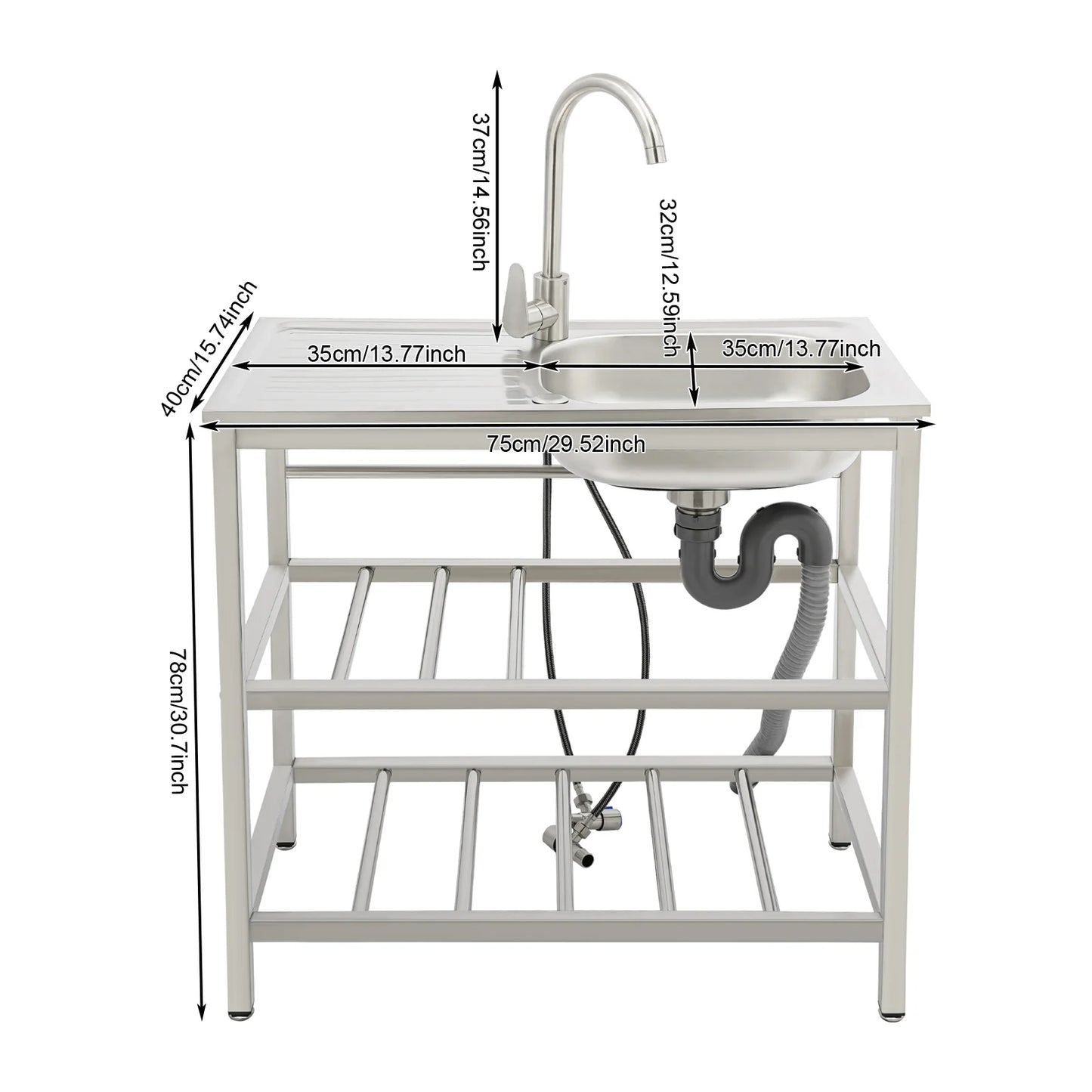 Freestanding Stainless Steel Outdoor Utility Sink