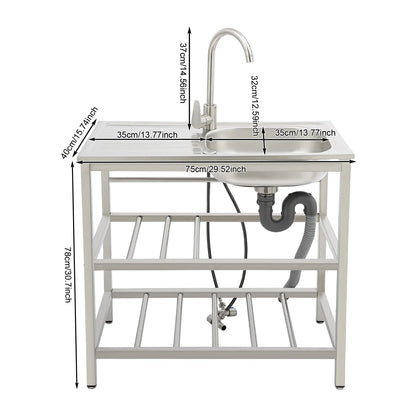 Freestanding Stainless Steel Outdoor Utility Sink
