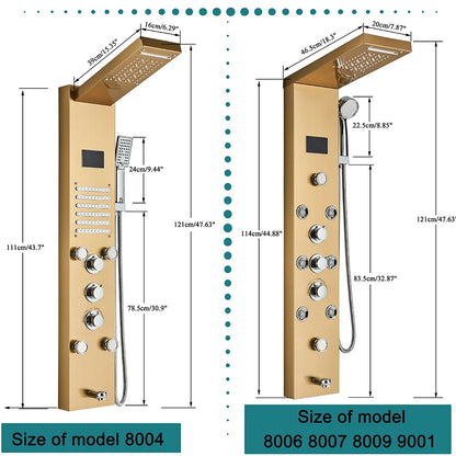 LED Shower Panel - Luxury Rainfall Column with Hand Shower