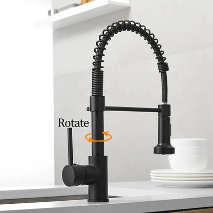 Spring Pull-Down Kitchen Faucet - Stainless Steel Mixer Tap