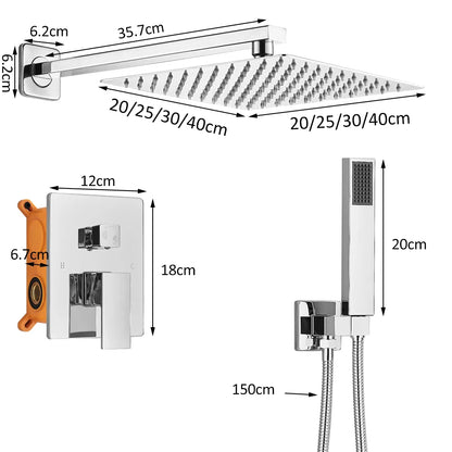 AuraStream - Chrome Concealed Rainfall Shower System with Handheld