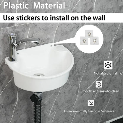 Small Wall Mount Bathroom Sink with No-Drill Adhesive