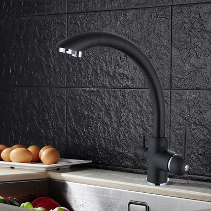 Matte Black Pull-Out Kitchen Mixer Tap with 360° Swivel