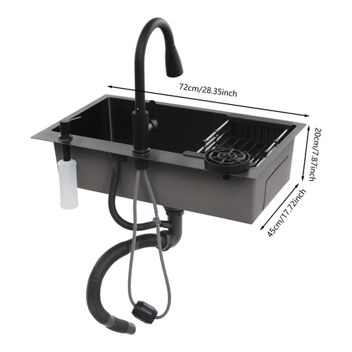 Stainless Steel Kitchen Sink with Faucet & Cup Washer
