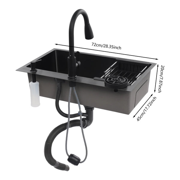 Stainless Steel Kitchen Sink with Faucet & Cup Washer