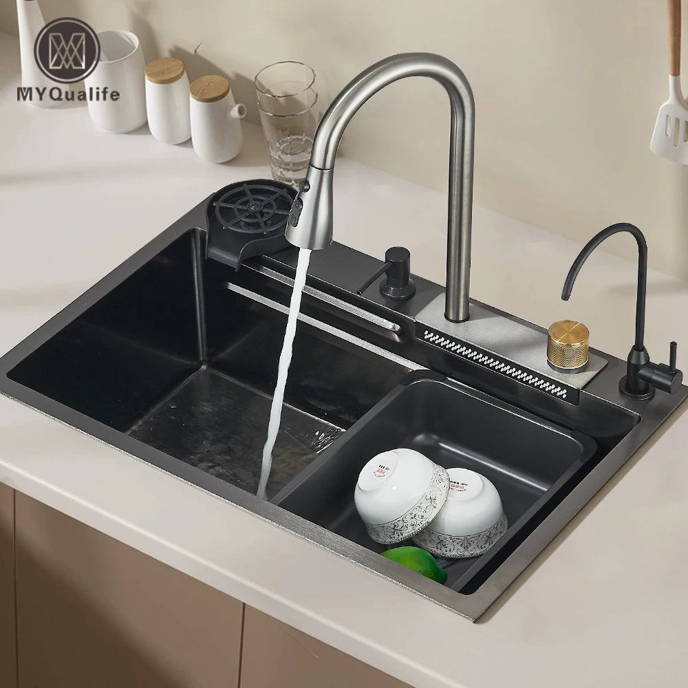 Stainless Steel Recessed Kitchen Sink & Faucet Set