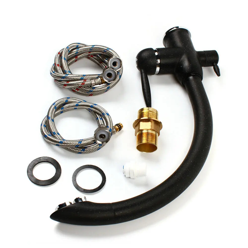 Matte Black Pull-Out Kitchen Mixer Tap with 360° Swivel