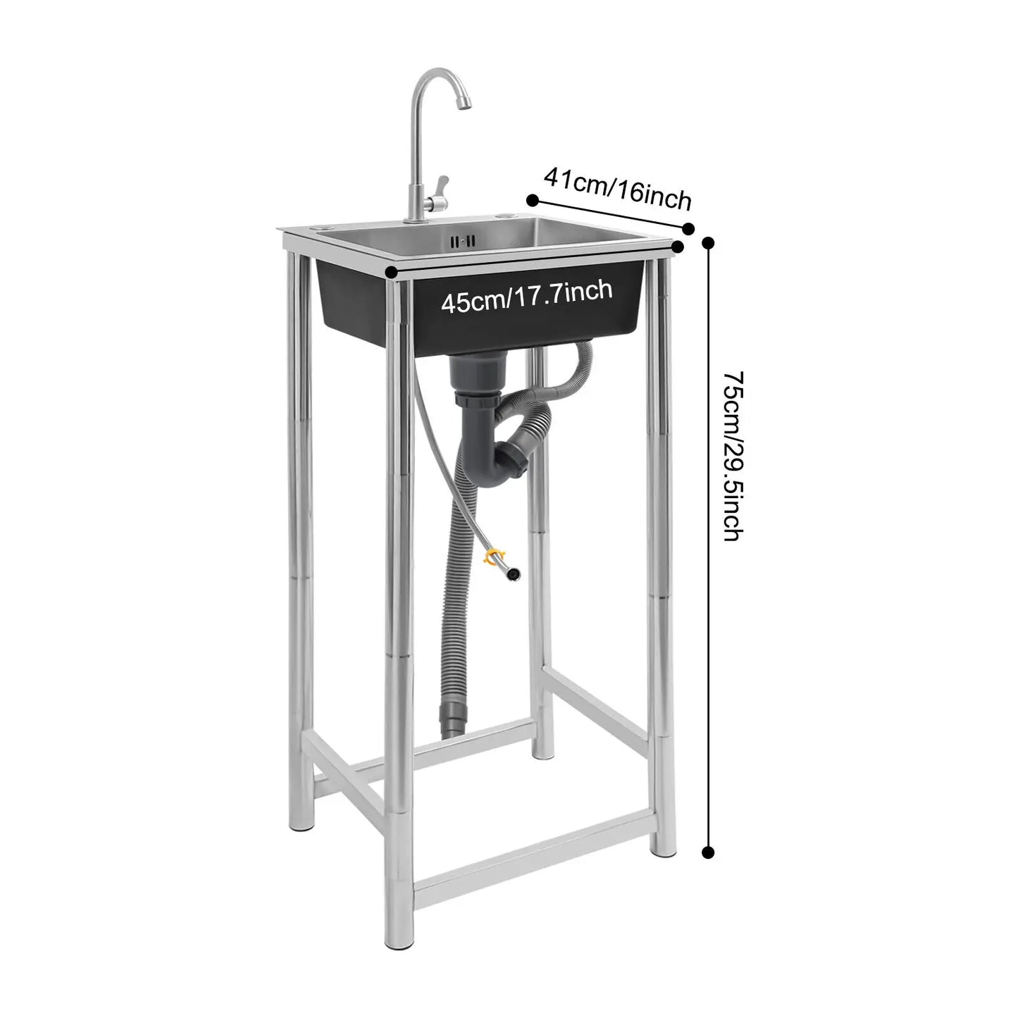 Freestanding Stainless Steel Utility Sink with Faucet