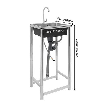 Freestanding Stainless Steel Utility Sink with Faucet