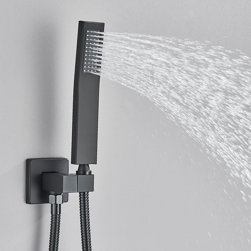 Matte Black Rain & Waterfall Shower System