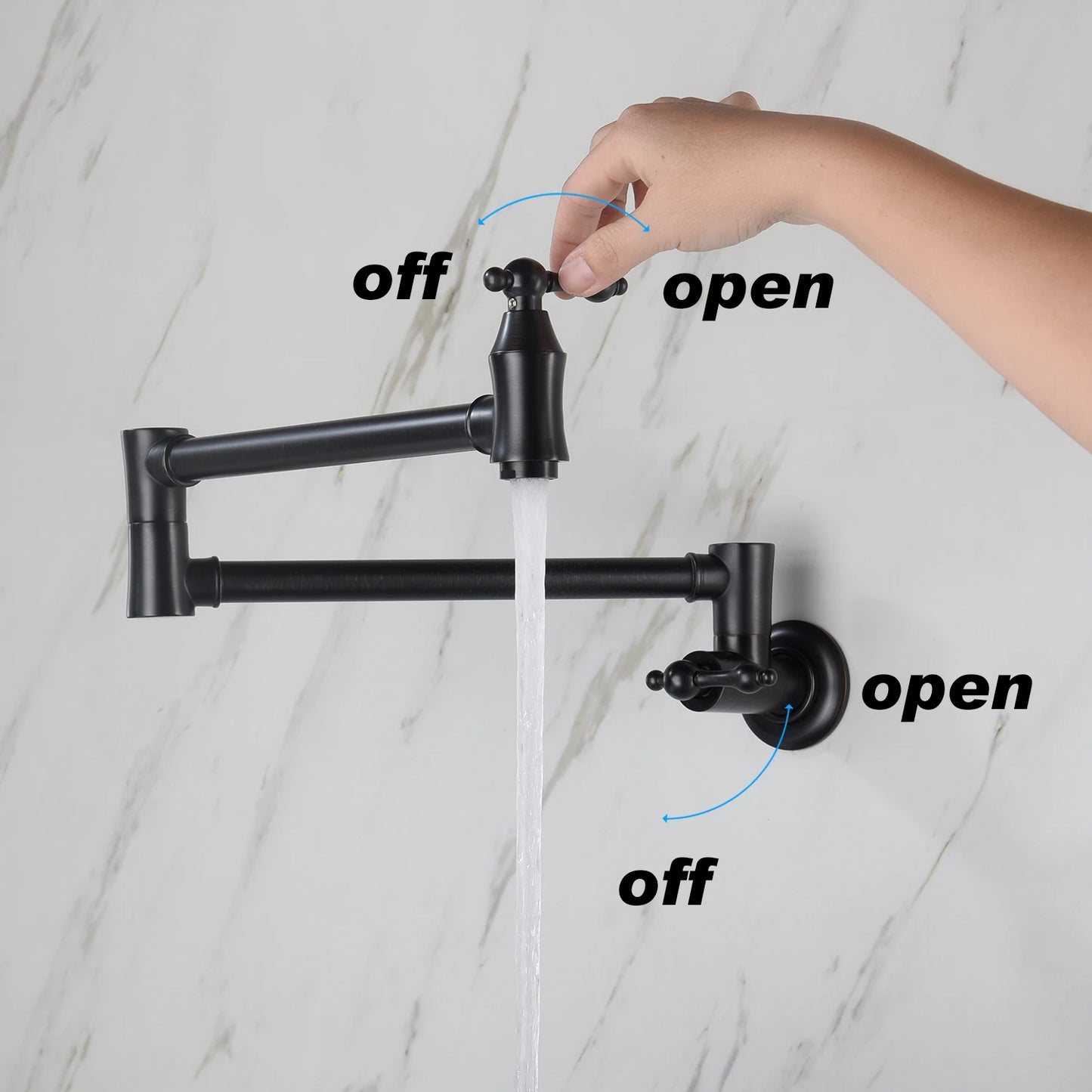 Wall Mounted Pot Filler - Foldable Swing Arm Kitchen Faucet