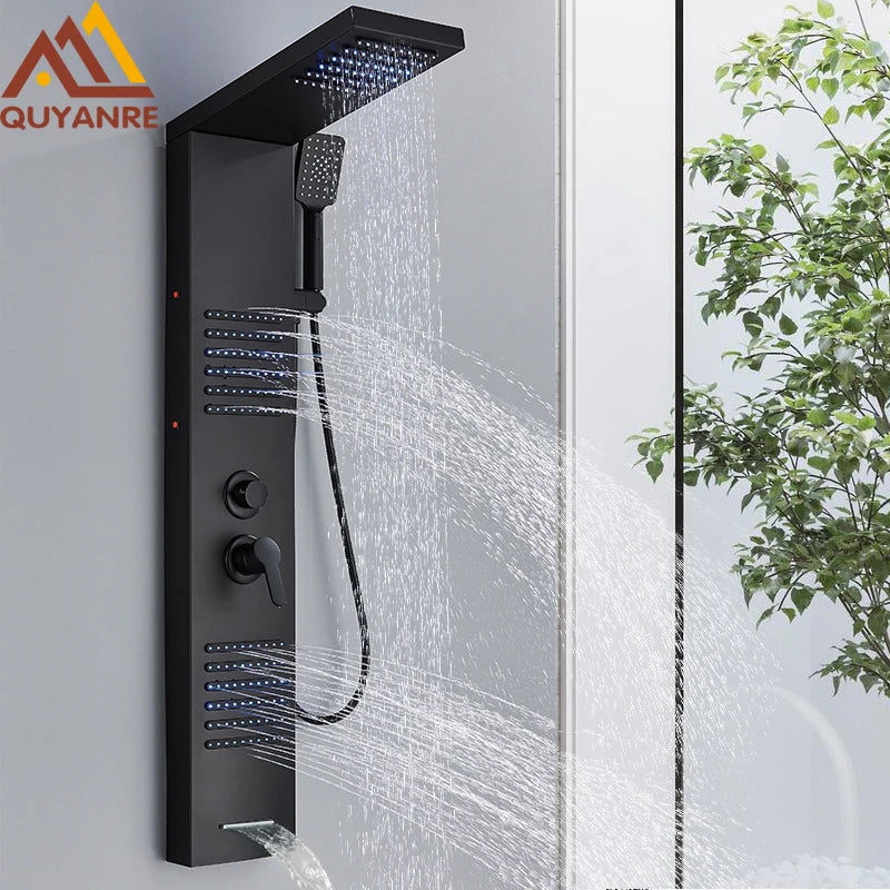 AuraLux LED Shower Panel Tower - Rain & Waterfall Massage Column