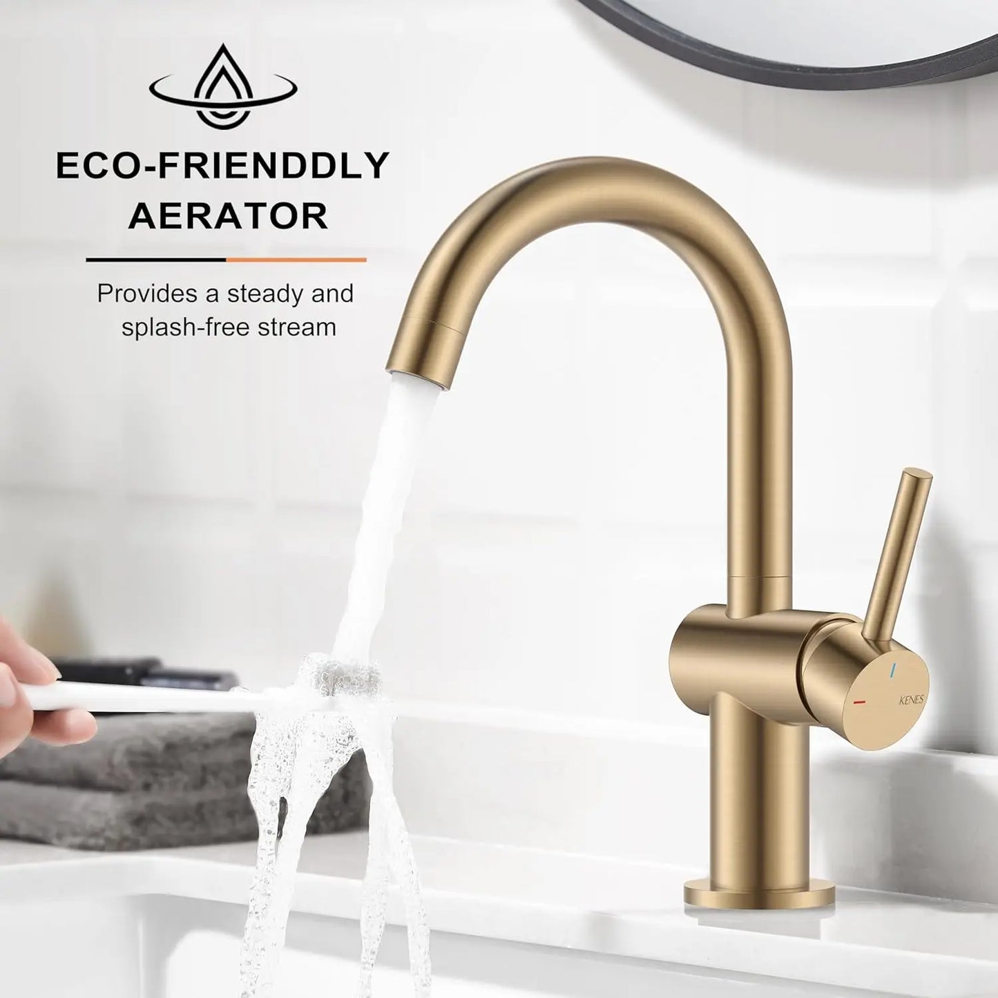 Champagne Bronze Bathroom Faucet - 360° Swivel Sink Tap