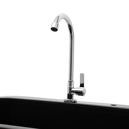 Freestanding Black Utility Sink with Faucet & Shelf