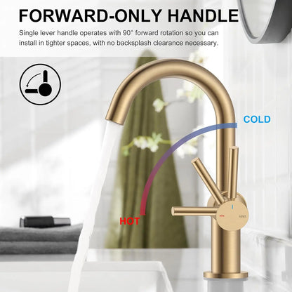 Champagne Bronze Bathroom Faucet - 360° Swivel Sink Tap