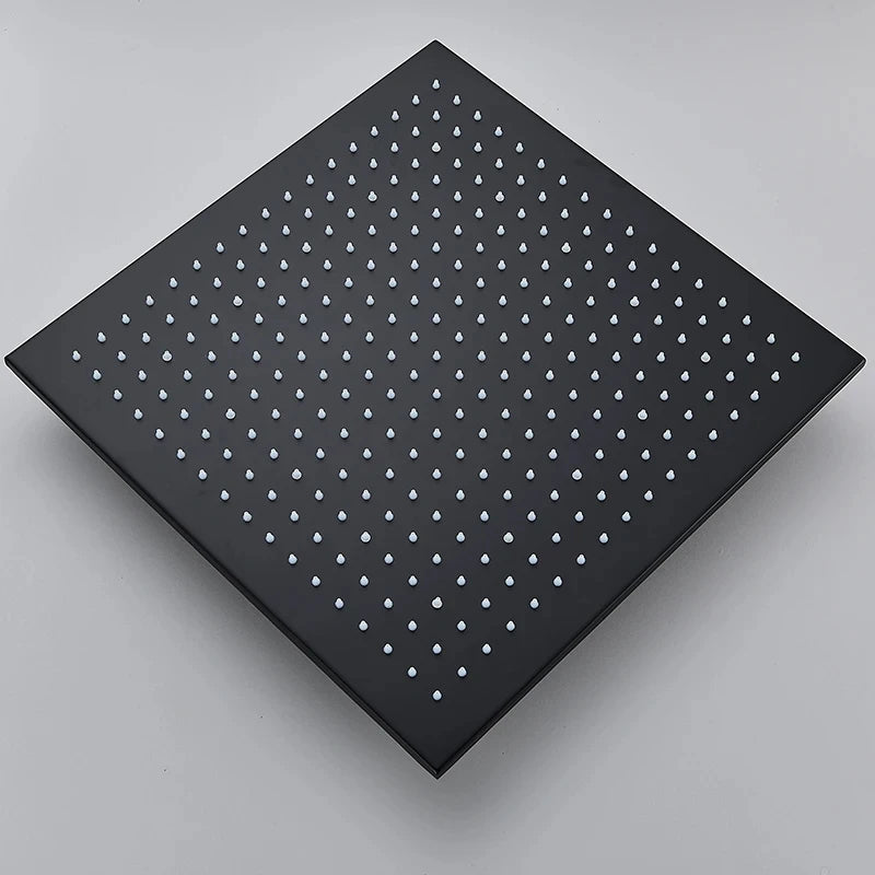 LED Rainfall Shower Head - Large Brass Square Faucet