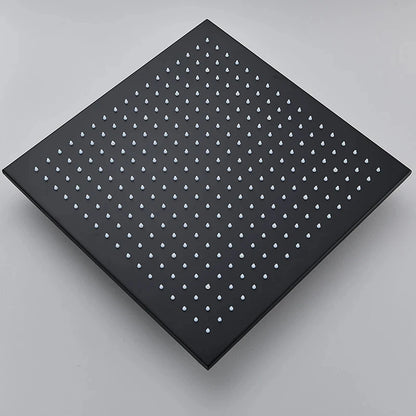 LED Rainfall Shower Head - Large Brass Square Faucet