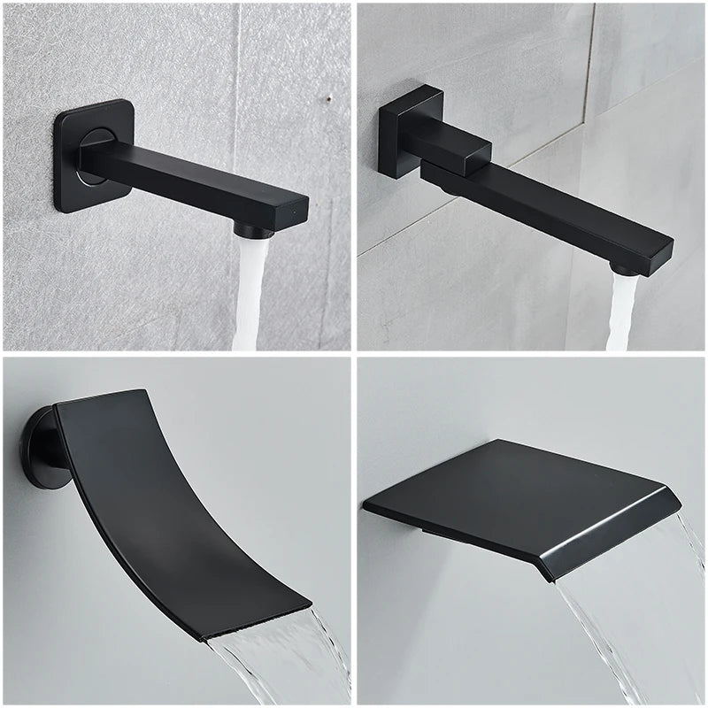 Matte Black Rain & Waterfall Shower System
