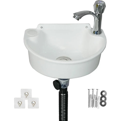 Small Wall Mount Bathroom Sink with No-Drill Adhesive