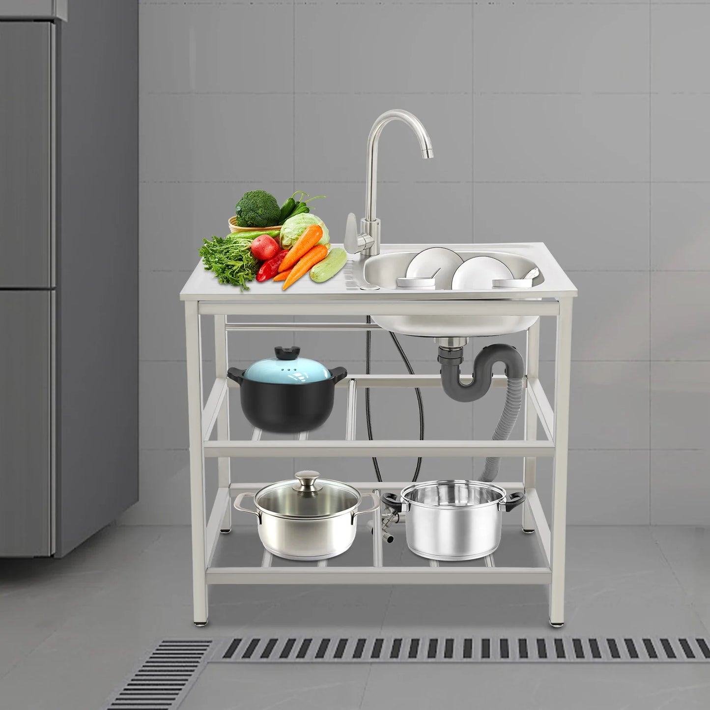Stainless Steel Freestanding Outdoor Kitchen Sink