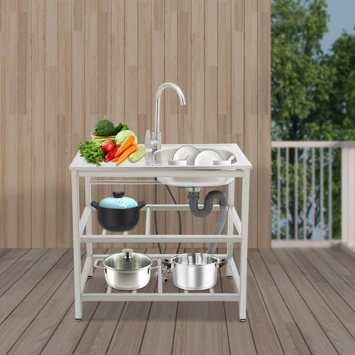 Freestanding Stainless Steel Outdoor Utility Sink
