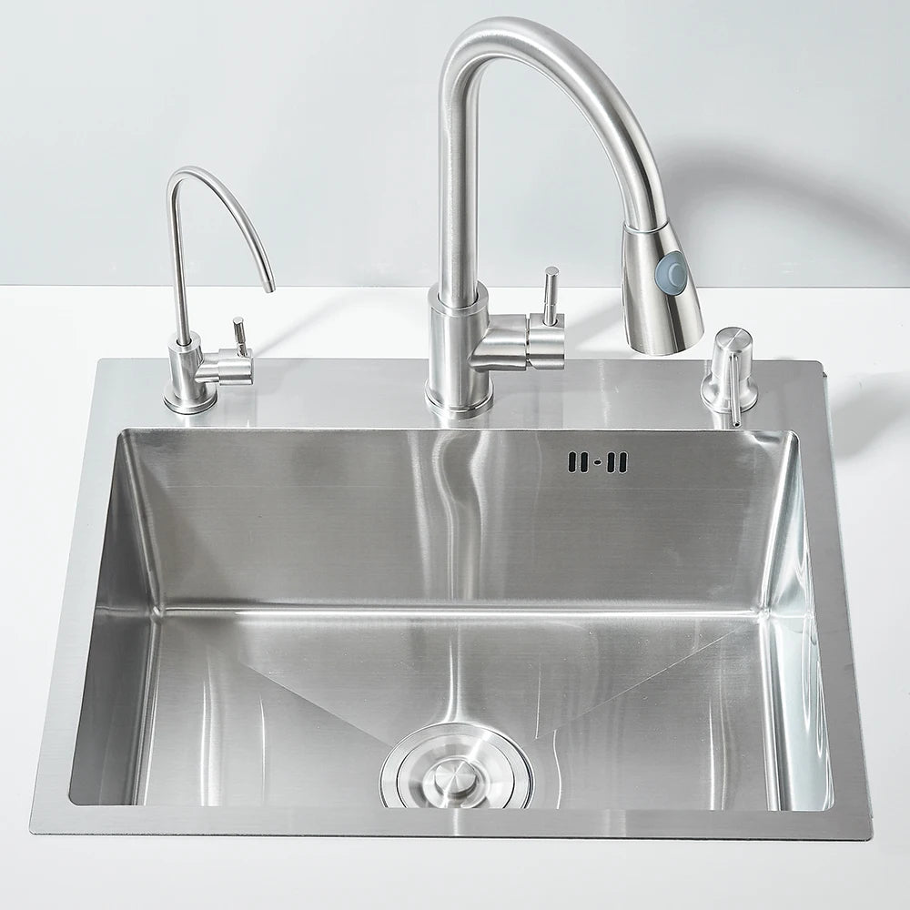 55x45cm Stainless Steel Kitchen Sink Kit with Faucet