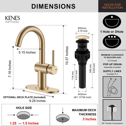 Champagne Bronze Bathroom Faucet - 360° Swivel Sink Tap