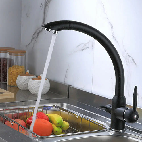 Matte Black Pull-Out Kitchen Mixer Tap with 360° Swivel