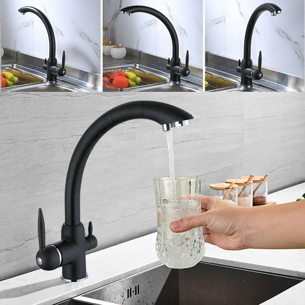 Matte Black Pull-Out Kitchen Mixer Tap with 360° Swivel