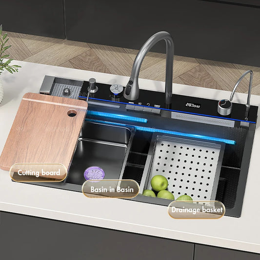 304 Stainless Steel Waterfall Kitchen Sink