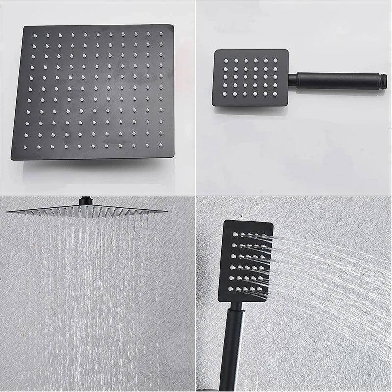 8-Inch Rainfall Shower Set with Wall Mounted Tub Spout