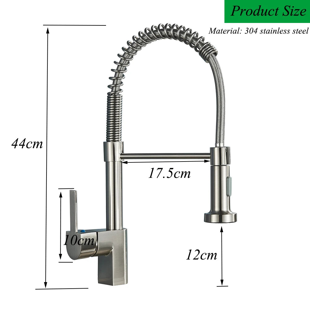Brushed Nickel Spring Kitchen Faucet with Sprayer