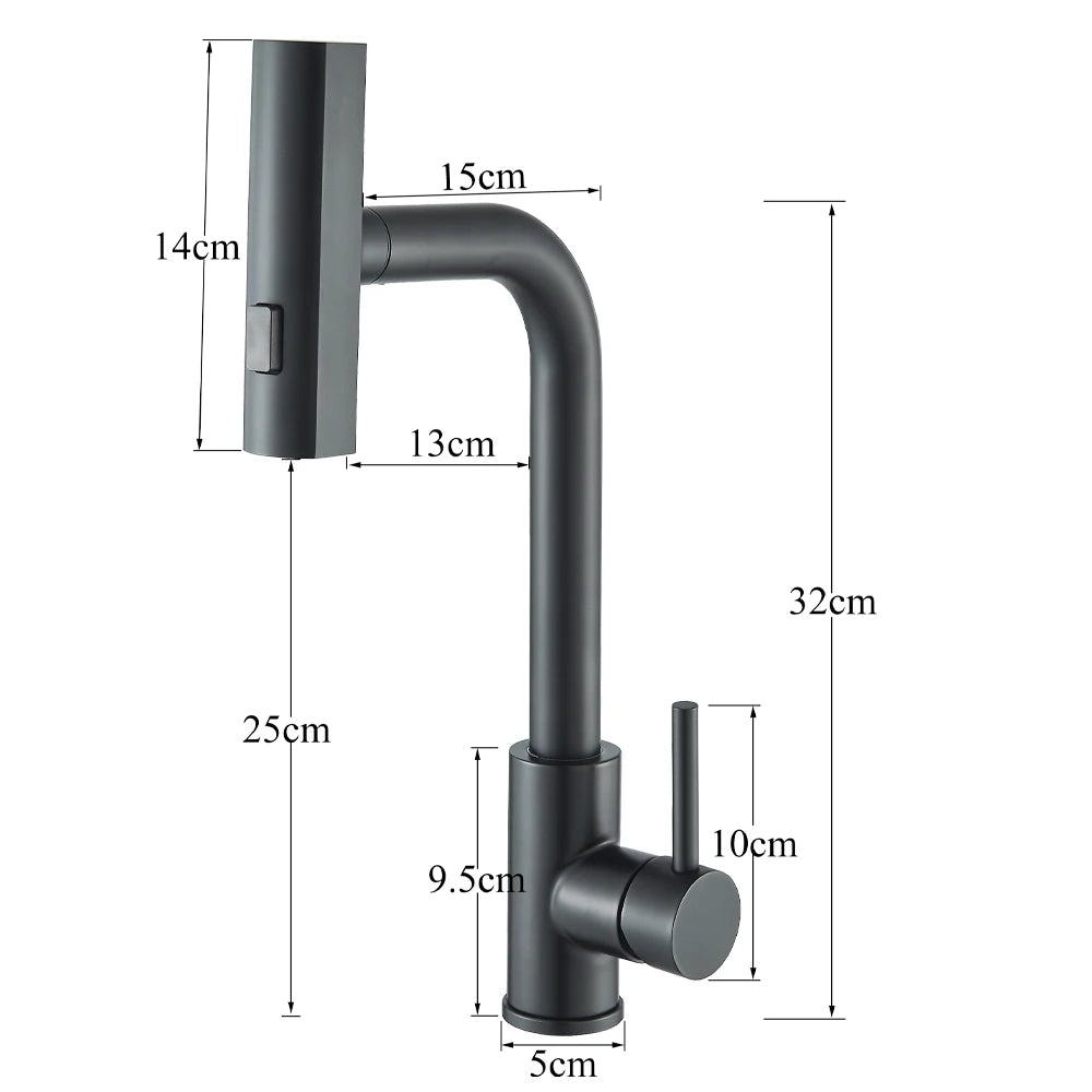 Waterfall Pull-Out Kitchen Sink Mixer Faucet