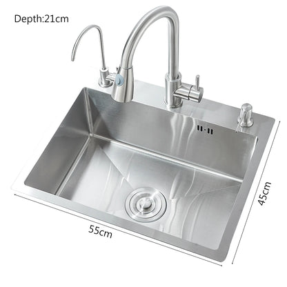 55x45cm Stainless Steel Kitchen Sink Kit with Faucet